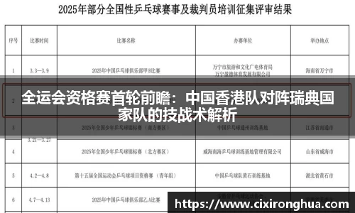 全运会资格赛首轮前瞻：中国香港队对阵瑞典国家队的技战术解析
