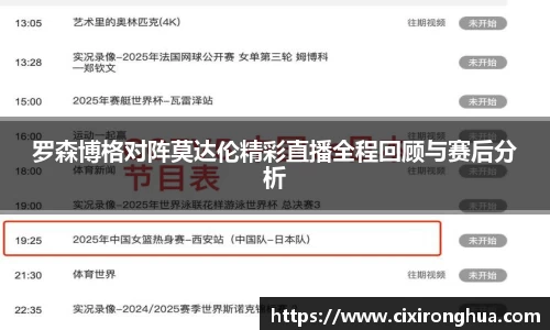 罗森博格对阵莫达伦精彩直播全程回顾与赛后分析